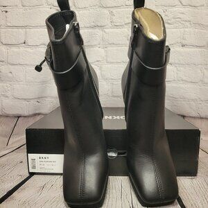 DKNY Zana Womens Leather Square Toe Booties